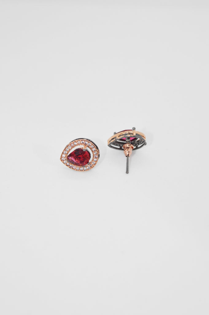 Red Water Drop American Diamond Stud Earrings Online - Niscka