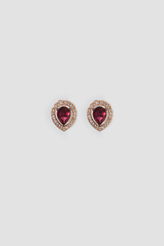Red Water Drop American Diamond Stud Earrings Design