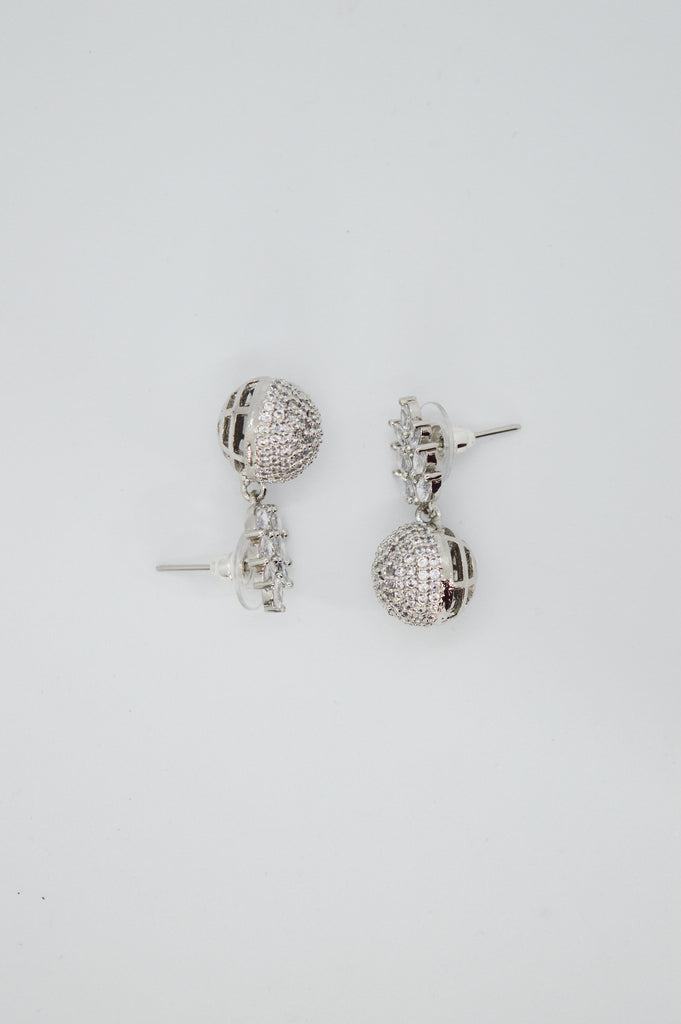 White Stone American Diamond Drop Earrings for Women