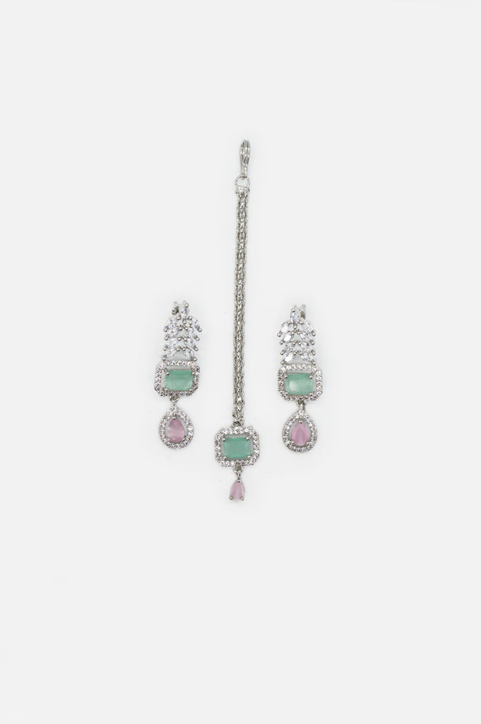American Diamond Mang Tikka With Earring Set - Artificial Jewellery - Buy Indian Imitation Jewelry Sets Online 