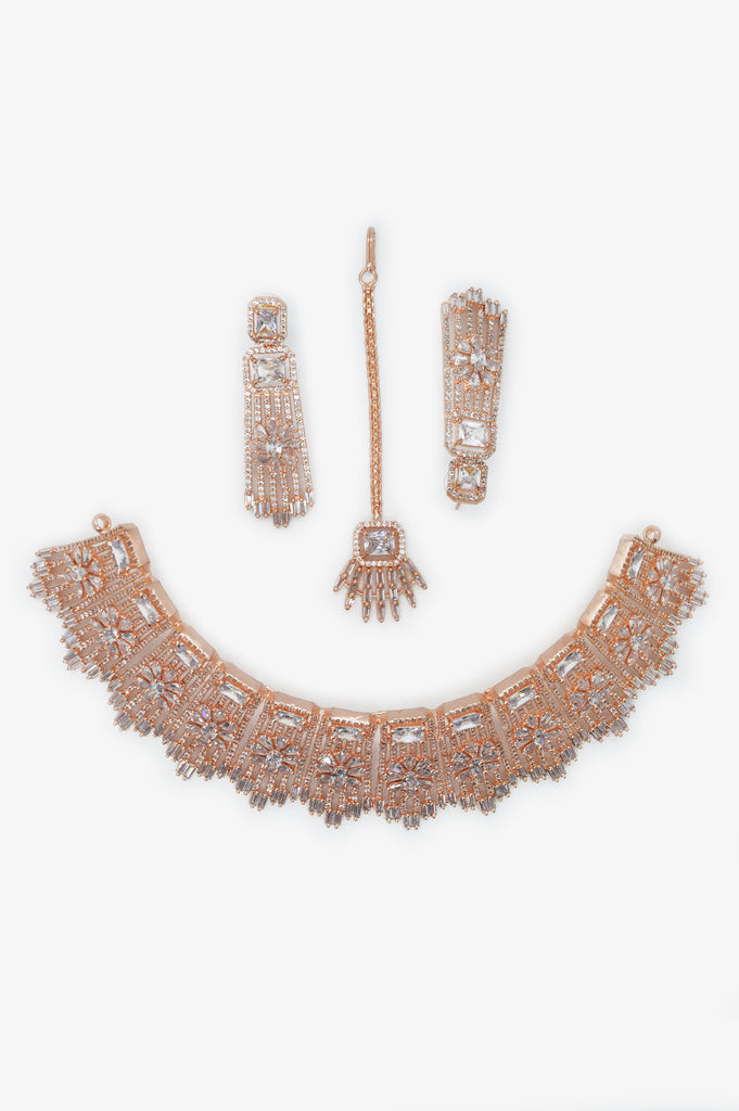 American Diamond Gold Maharani Necklace Set - Buy Necklace for Girls & Women Online