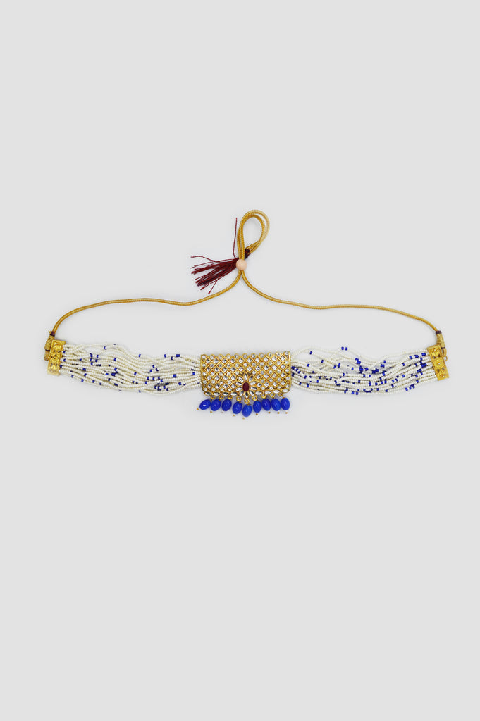 Blue Pearl Gold Plated Meenakari Choker Necklace Online for Women 