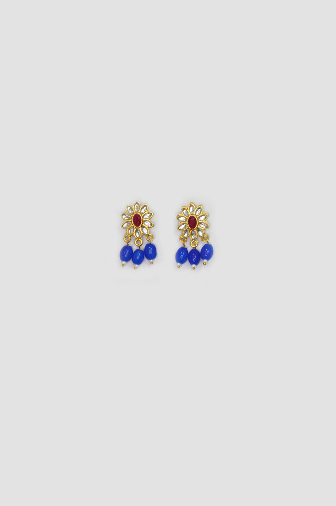 Blue Pearl Gold Plated Meenakari Earring - Fashion Earrings - Niscka 