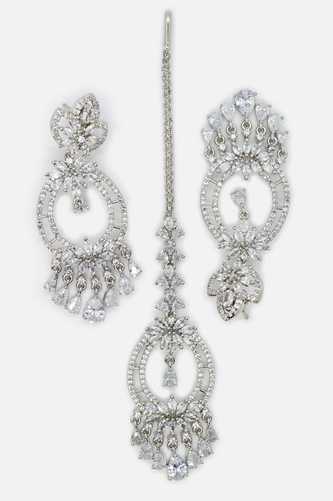 Handcrafted American Diamond Silver Plated Combo Set - Silver Plated Jewellery online