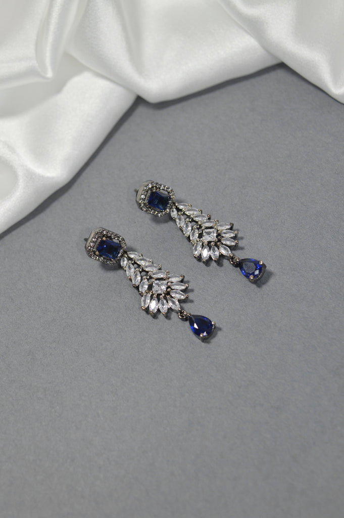 American Diamond blue earrings online -  Party Wear AD Blue Necklace Set