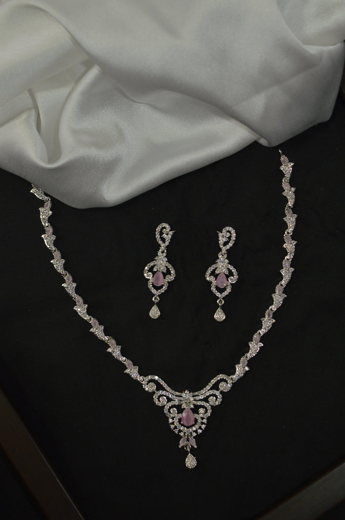 American Diamond Mauvelous Pendant Necklace Set  - Necklace - Buy Necklace 