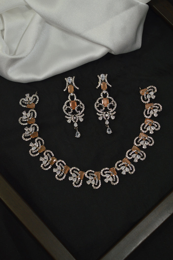 Rhodium Sienna Necklace with Earring -Necklace set below 2000