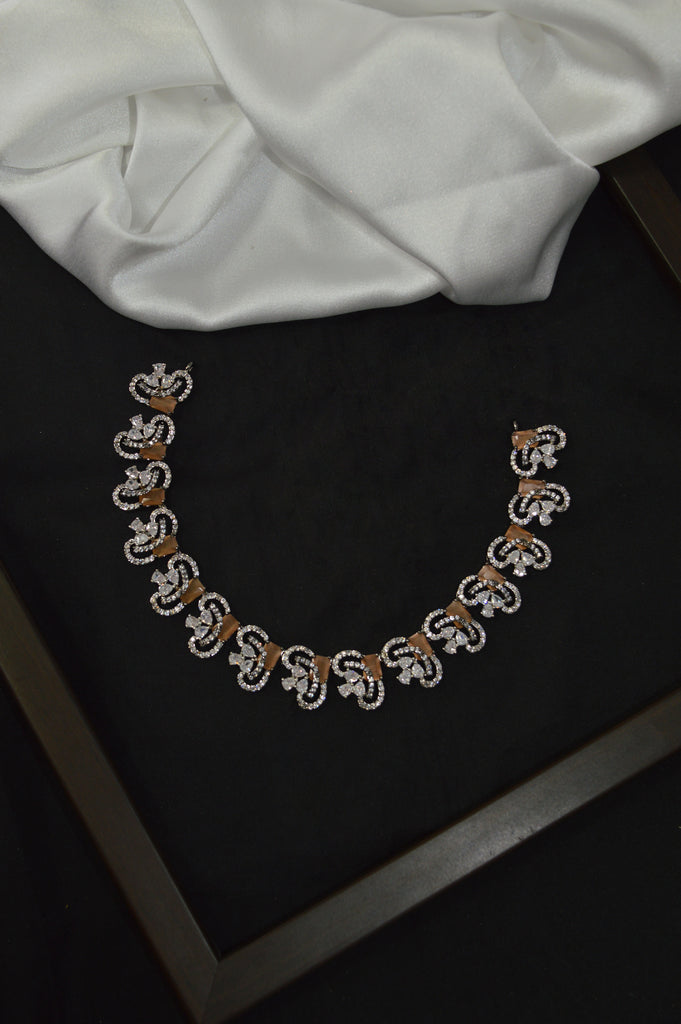 American Diamond Rhodium Sienna Necklace Set - Necklace Set Online Shopping