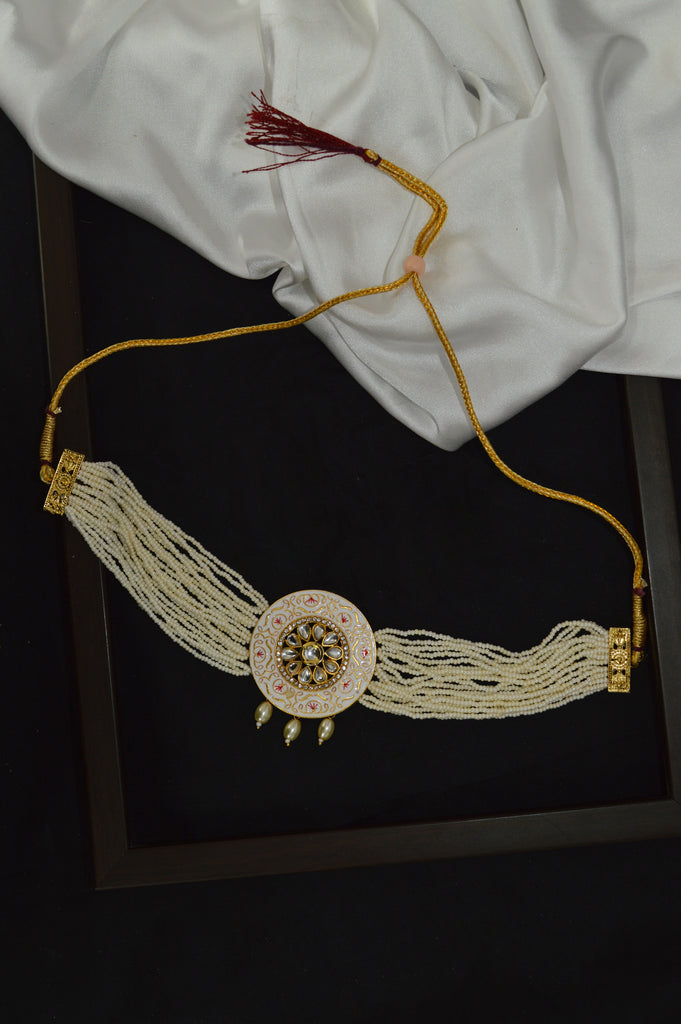 White Meenakari Choker Necklace Online for Women 