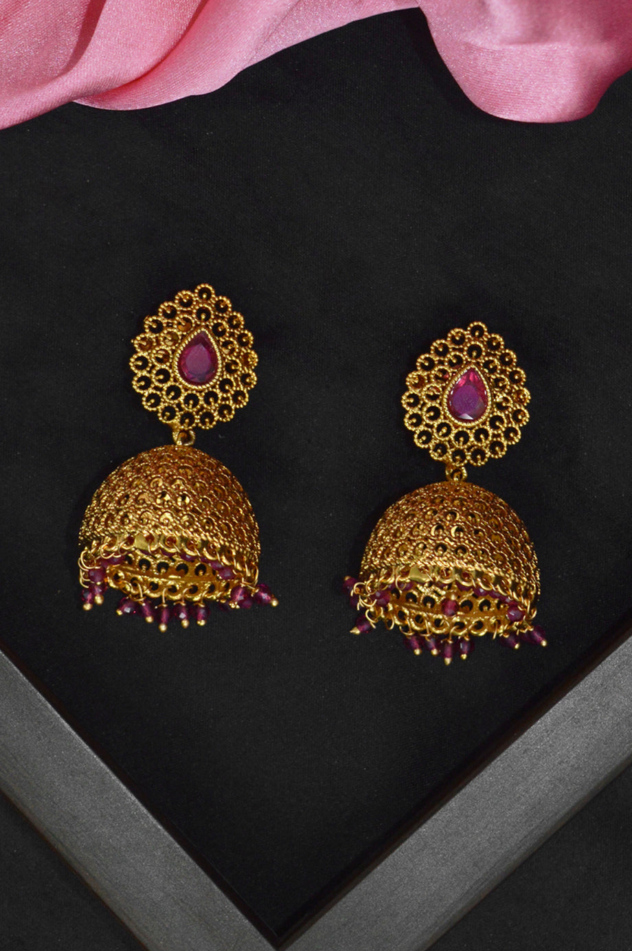 Sampada Indian Gold Jhumka Earrings – Timeless Indian Jewelry | Aurus