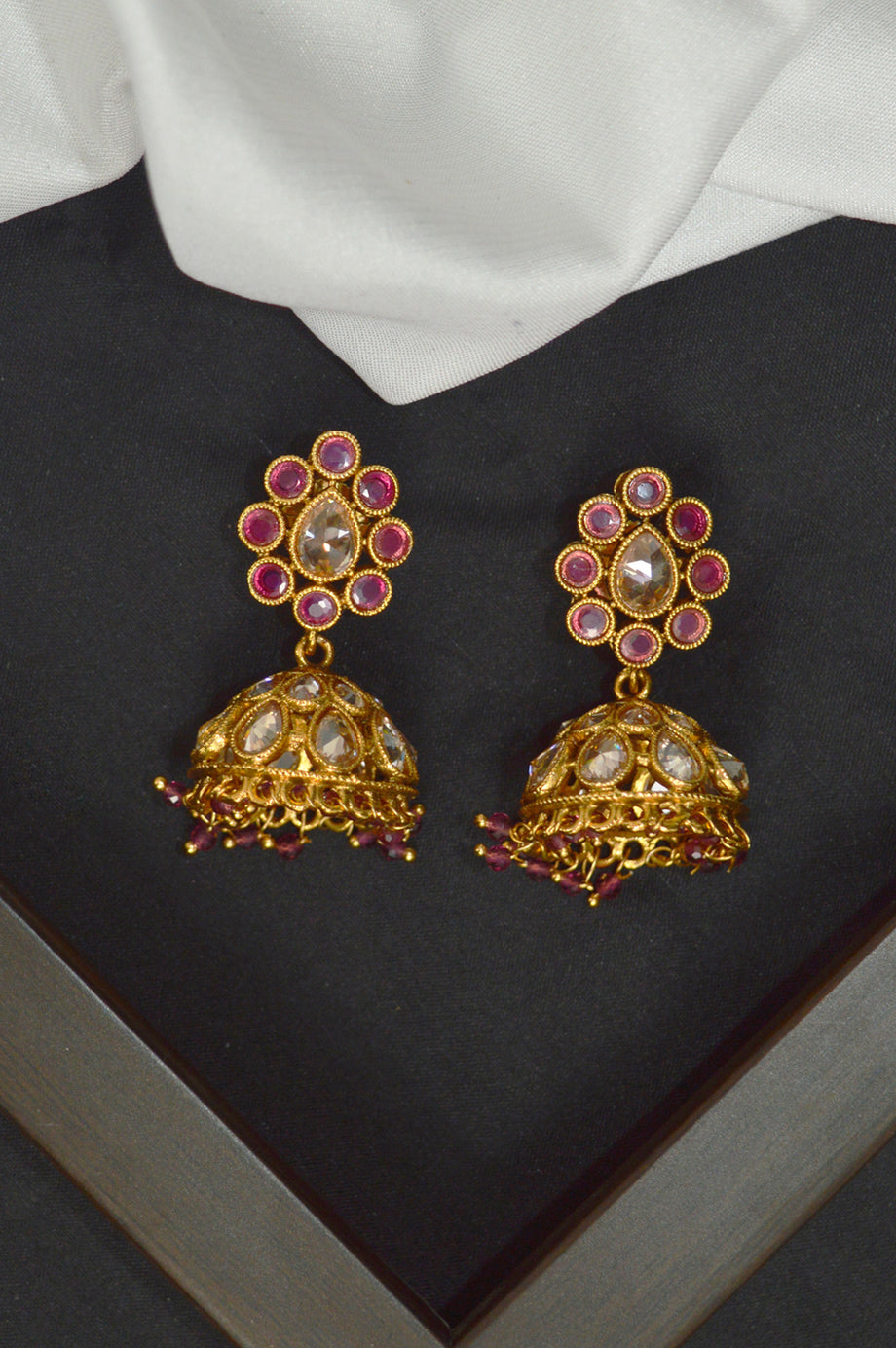 Brass Golden Kundan Stone Earrings at Rs 320/pair in Jaipur | ID:  26738677830