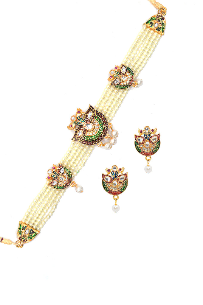 Kundan Choker Necklace Set with Earrings Online - Buy Indian Choker Necklace Online For Women