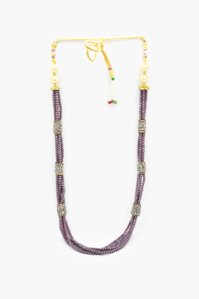 Purple Tone Pearl Beaded Handcrafted Necklace Set - Low Price Jewellery set