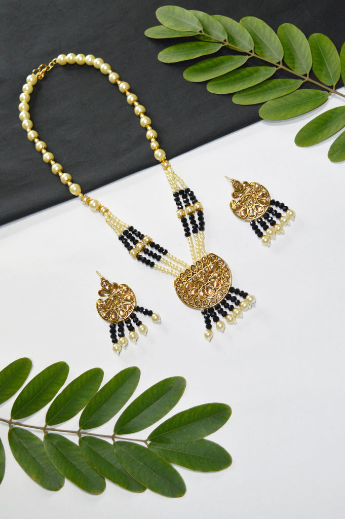 Kundan Stone Pearl Necklace Set Online - Buy Pearl Jewellery Online