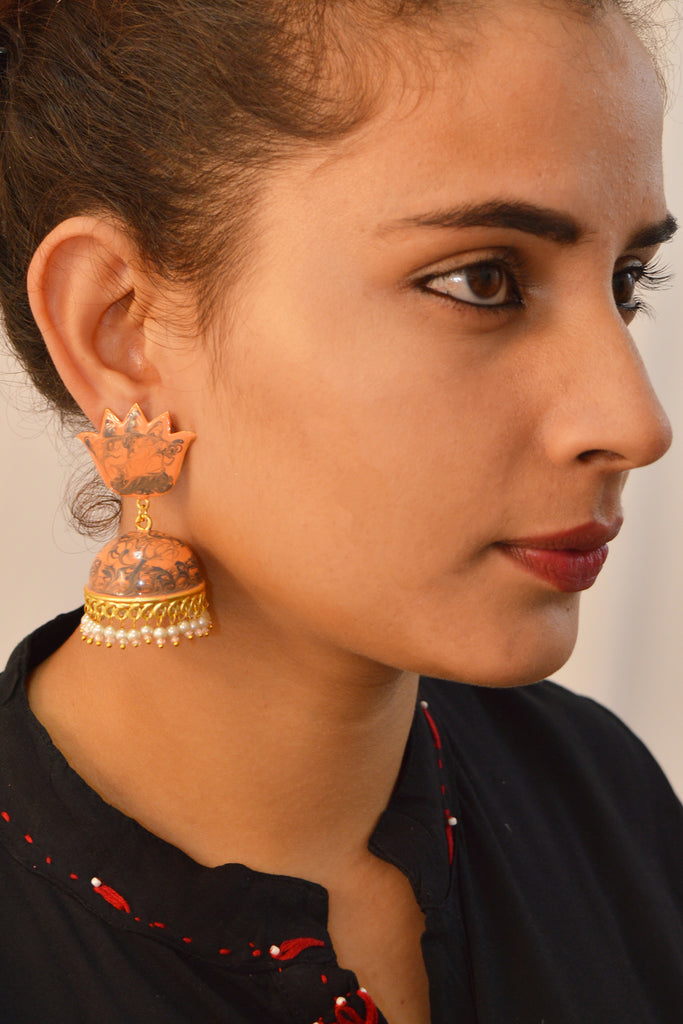 Amber Grey-Black Gradient Jhumka for Women by Niscka - Buy Latest & Traditional Jhumkas Collection Online