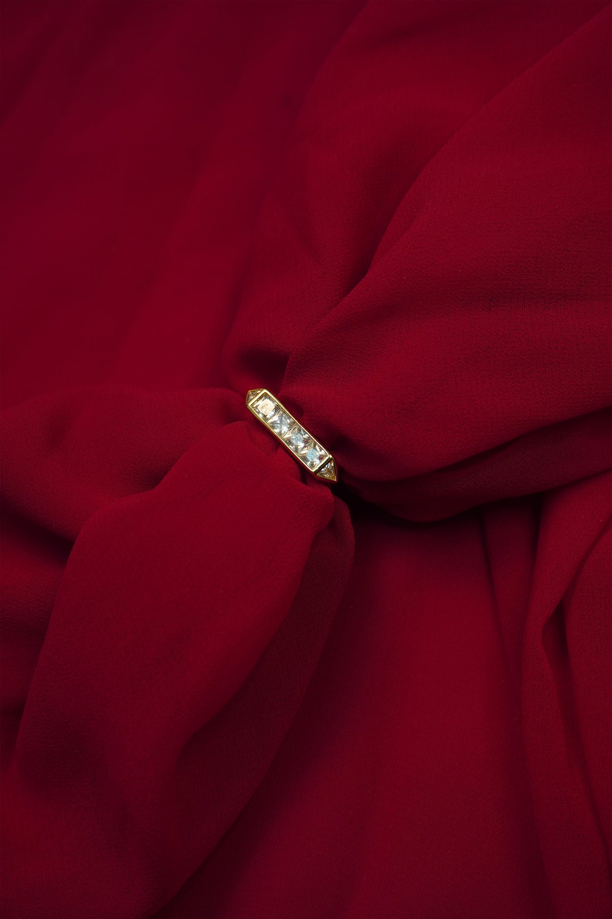 Cubic Zircon-Cz Stones Studded Gold Ring