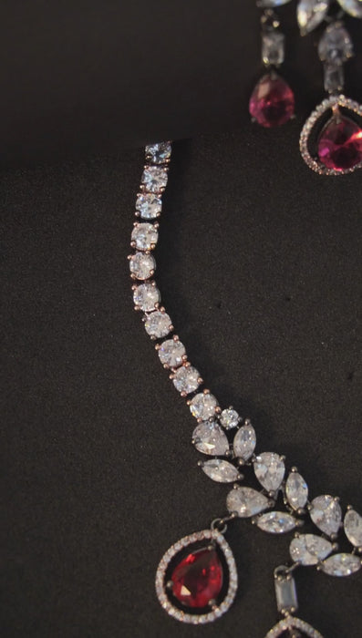 Droplet Stone American Diamond Necklace Set
