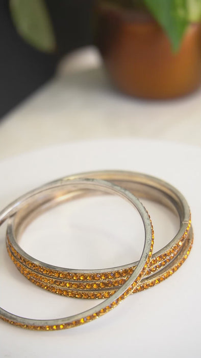 Gold Shimmer Crystals Bangles - Bangle Set - Jewellery