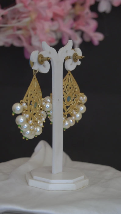 Blue Chandelier Gold Plated Earrings - ‎Women Earrings