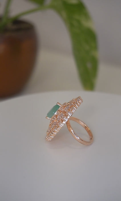 Rose Gold Plated Zirconia Stone Studded Ring