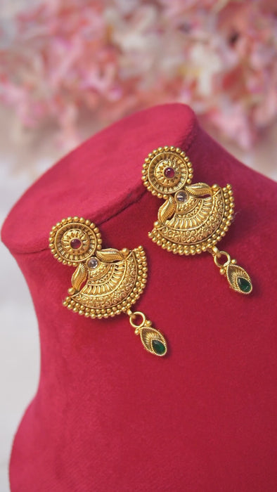 Gold Plated Drop Earring with Matte Finish