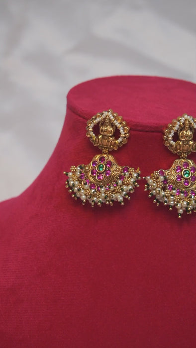  Gold Plated Temple Earrings with Beads