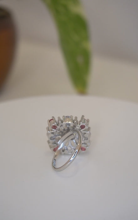 American Diamond Zirconia Stone Studded Ring (Red) - Buy Rings For Women | Latest Women Ring Designs Online