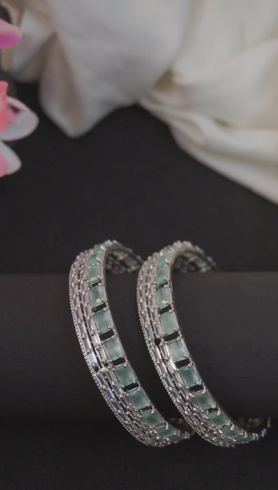 Cyan Stone American Diamond Bangles - Designer bangles