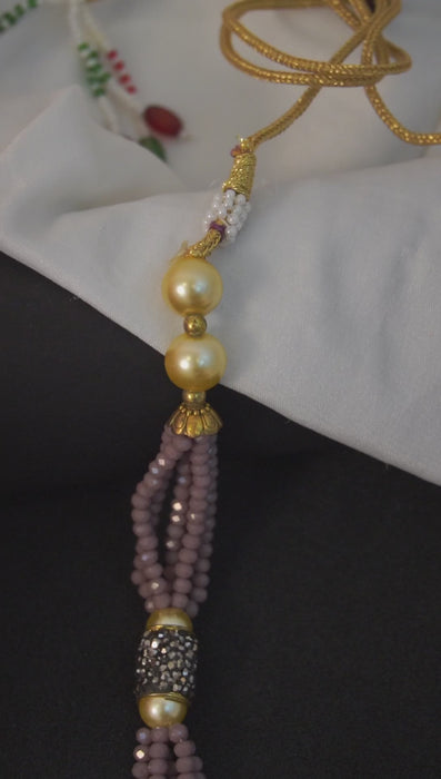 Purple Tone Pearl Beaded Handcrafted Necklace Set