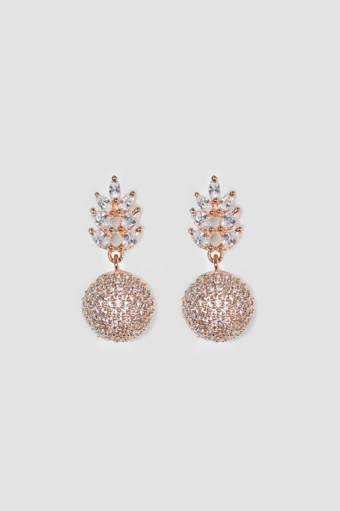 White Stone American Diamond Rose Gold Plated Earrings for Women