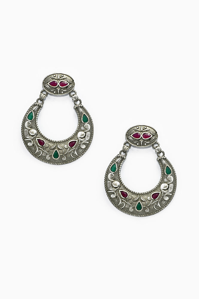 Fashion Oxidised Silver Jhumki Traditional Earring Online - Niscka