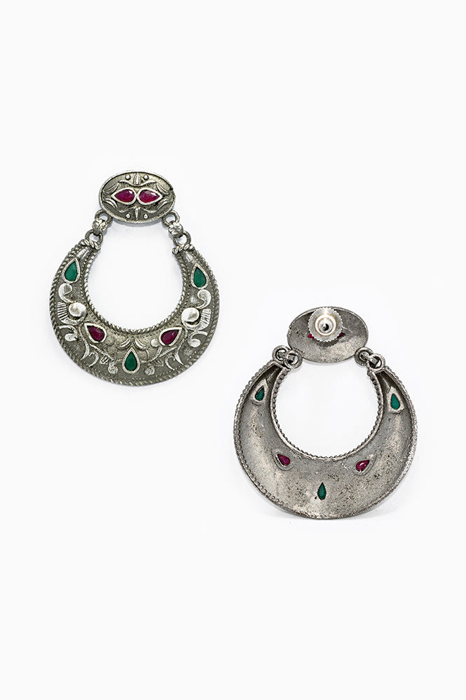 Fashion Oxidised Silver Jhumki Traditional Earring - Niscka
