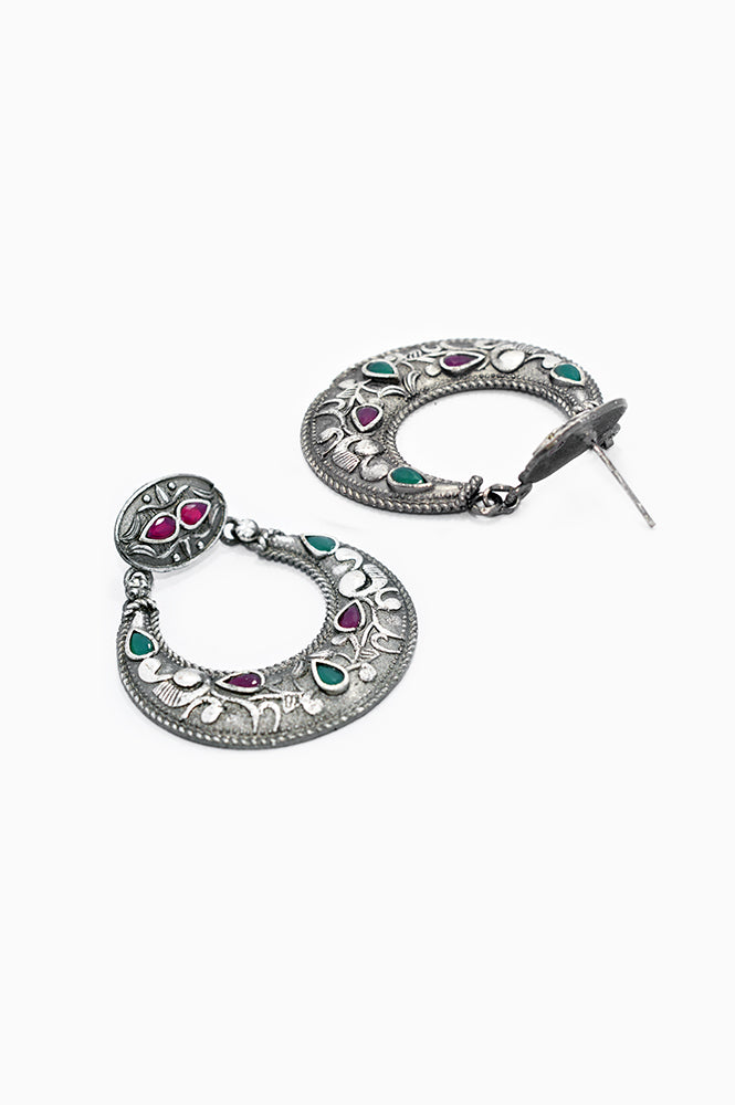 Fashion Oxidised Silver Jhumki Traditional Earring for Women - Niscka
